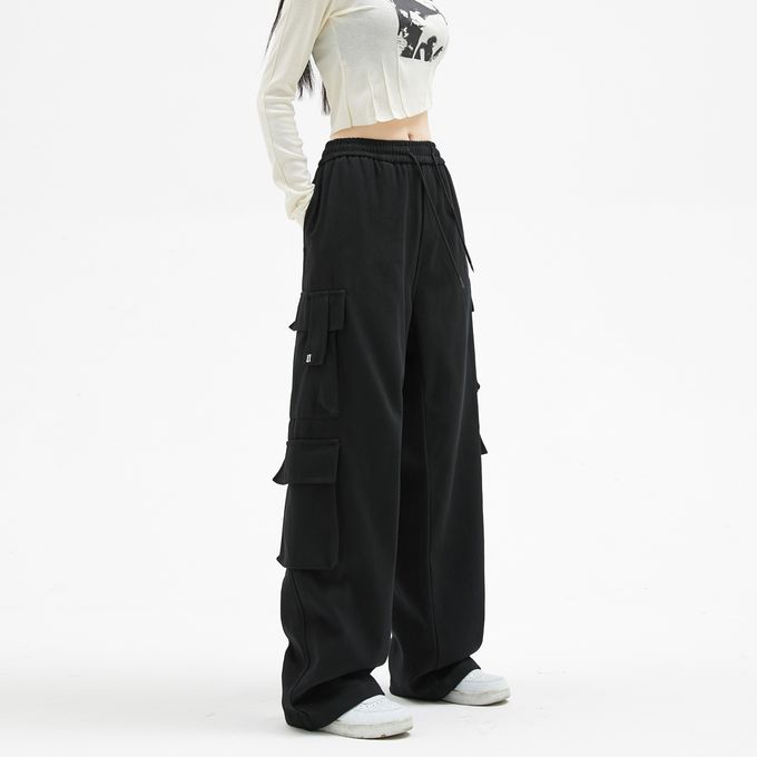 Pantalon Pour Femme Harajuku Cargo Pants Women Black Plus Size High Waist  Trousers Baggy Sweatpants Women Sport Korean Pants Y211115