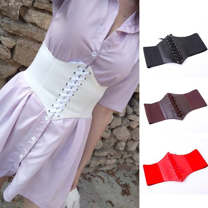 Women's Corset Belt Gothic Fashion Pu Leather Female Lace-up