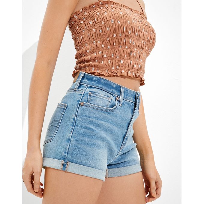 ae denim mom shorts