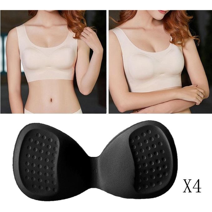 Generic 4 Pieces Bra Pads Inserts Push Up Bikini Top Breathable Bra Black