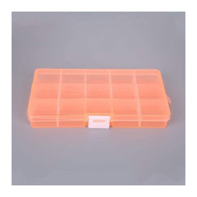 Generic Plastic Storage Boxes 15 Slots Adjustable Pack Nsparent Tool Case Craft  Organizer Box-Orange @ Best Price Online