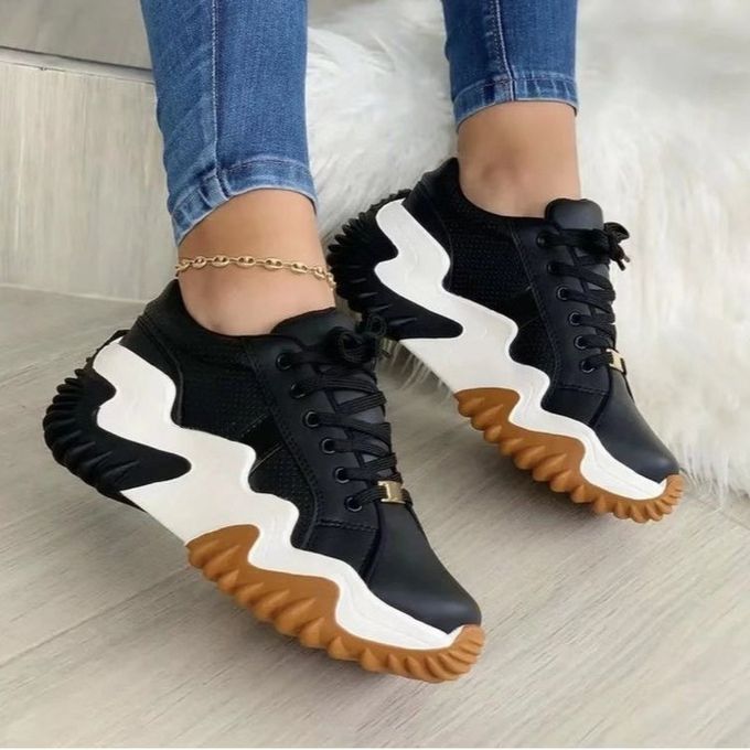 Fashion (Black)2022 New Ladies Sneakers Lace Up Wedge Heel Vulcanized Shoes  Thick Sole Casual Shoes Large Size 43 Women Shoes Zapatos De Mujer ACU @  Best Price Online