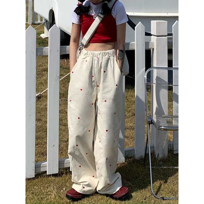 Fashion New Korean Style Women Sports Pants Cute Wide Leg Pants