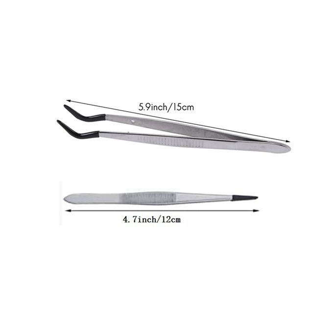 Generic 3 Pcs Rubber Tipped Tweezers, 6Inch Straight Flat Tweeze @ Best  Price Online