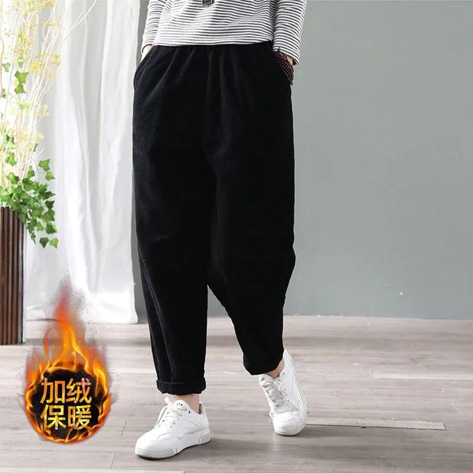 Casual harem pants fashion solid color loose micro elastic fabric  drawstring mid-waist women's cropped pants - AliExpress