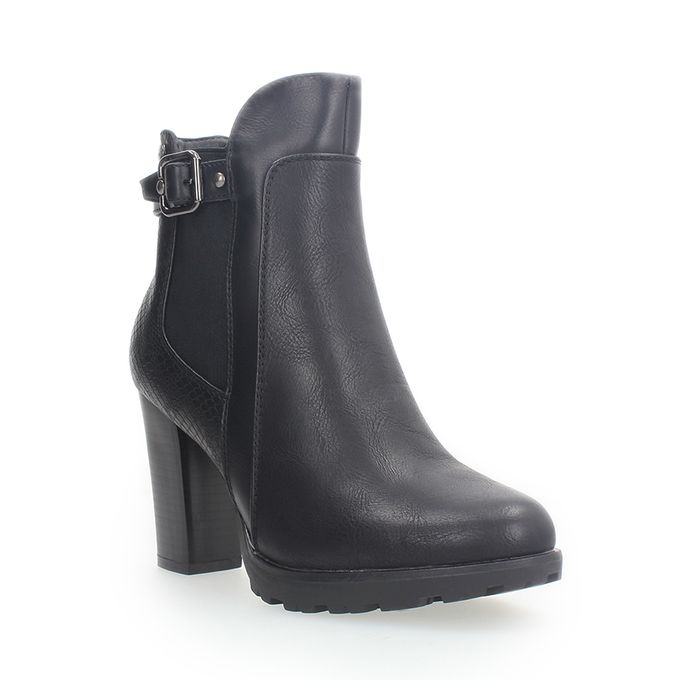 antix black contrast stitch platform block heeled ankle boots