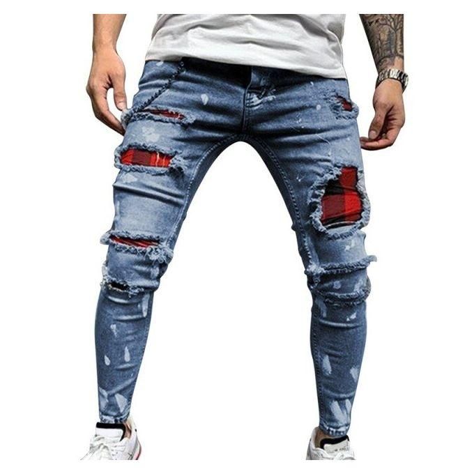 Fashion 2 Pieces (Blue+white)=11999 Men's Printed Embroidered Panda Jeans Ripped  Pants @ Best Price Online | Jumia Kenya