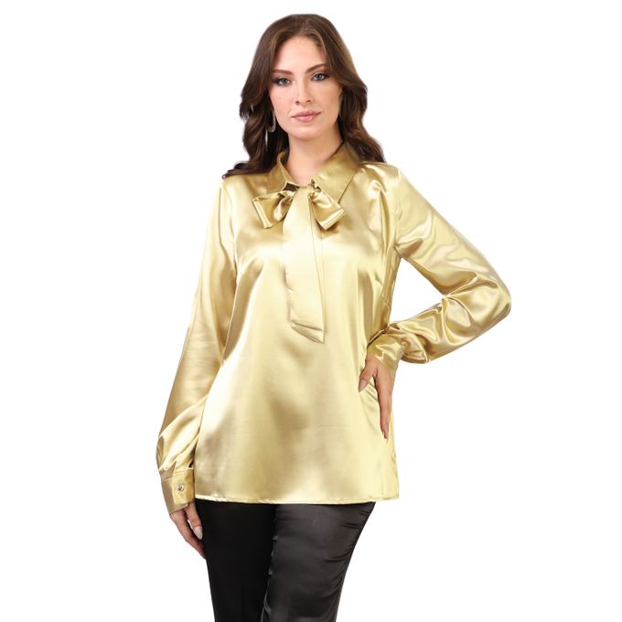 yellow blouse with bow