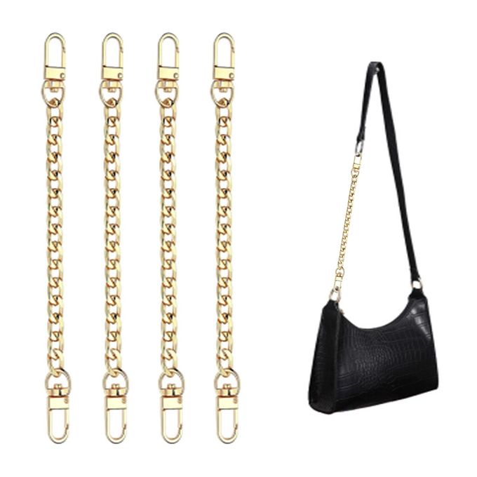 4 Pieces Purse Chain Strap Purse Strap Extender DIY Flat Chain Strap Handle Bag Accessories Charms Decoration for Purse Handbags Shoulder Bag (Gold