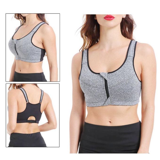 Generic Women Zipper Push Up Sports Bras Running Vest Gym Workout Tops  Black M @ Best Price Online