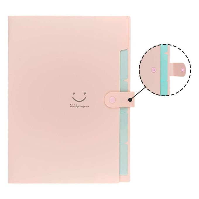 SKYDUE Letter A4 Paper Expanding File Folder Pockets Accordion Document Organizer (Pink)