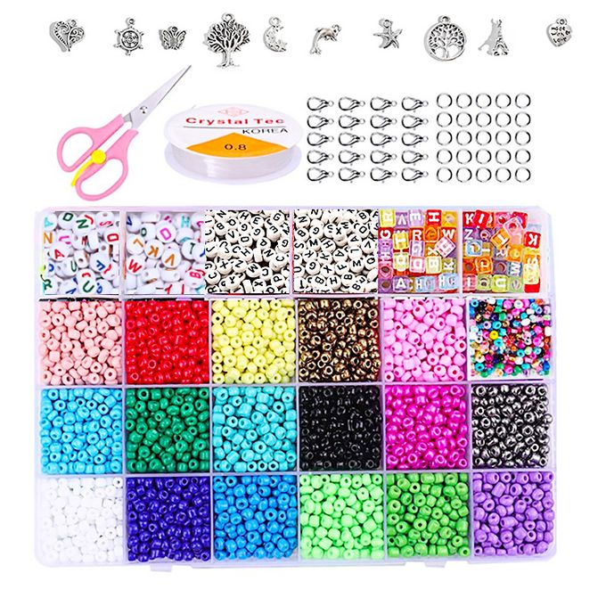 Mountain Gems 4mm Beads For Bracelets Making Kit, Alphabet Kit For