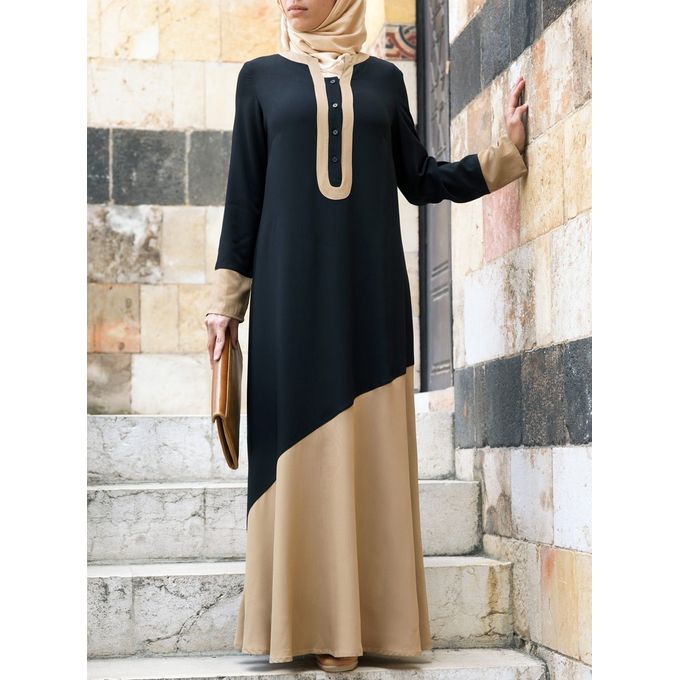 Bi Tone Abaya Black Gold