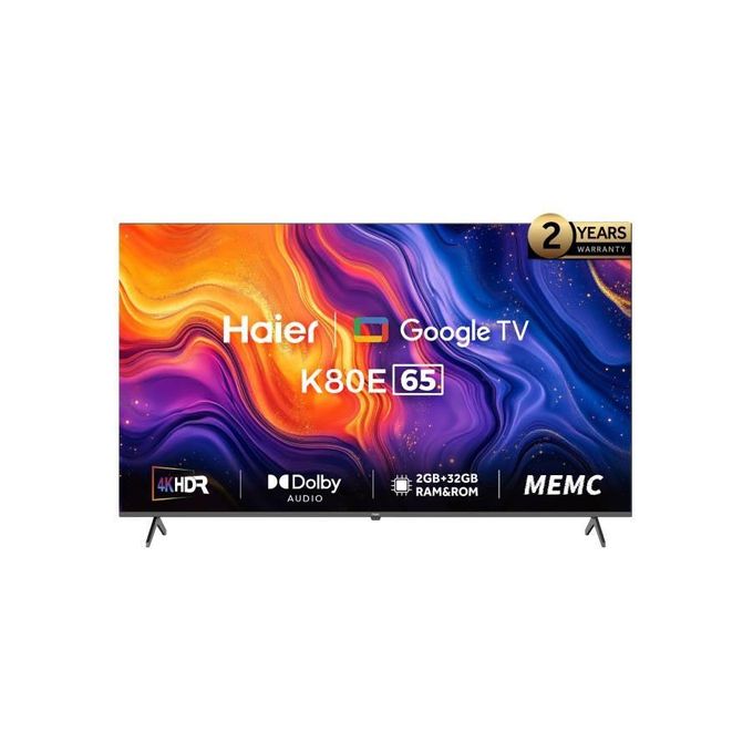 Haier H65K80EU – 65" 4K UHD Smart Google TV – HDR10 – Dolby Audio – Black