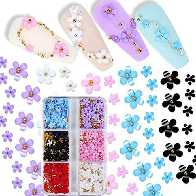 تسوق 2 Boxes 3D Flower Nail Charms Rhinestones Metal Caviar Beads for  Acrylic Nail Decorations Acrylic Resin Flowers 2 Boxes اونلاين