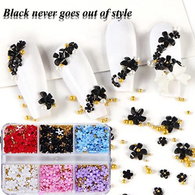 2 Boxes 3D Flower Nail Charms Rhinestones Metal Beads for Acrylic Nail  Acrylic Resin Flowers 2 Boxes 