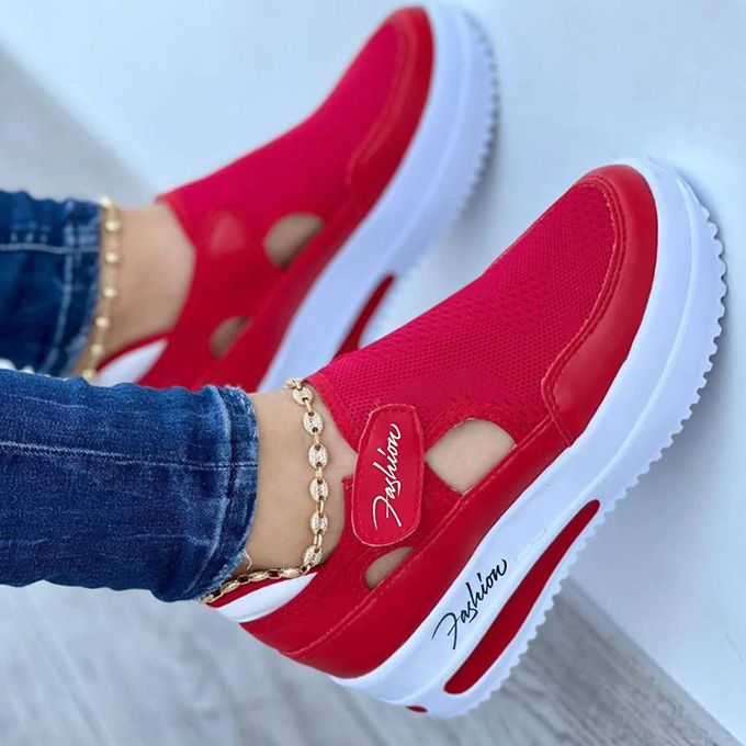 Fashion Red Platform Sneakers Women Casual Shoes Woman Running Shoe Female Round Toe Mesh Shoes Breathable Comfort Women Sport Shoes ACU Best Price Online Jumia Egypt