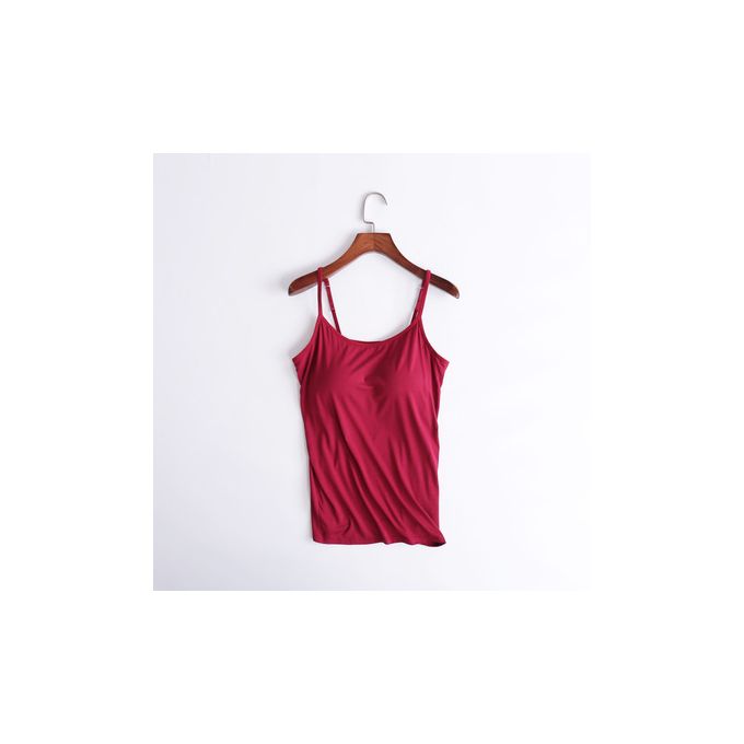 Fashion (Red)Women Padded Soft Casual Bra Tank Top Women's Spaghetti Cami  Top Vest Female Camisole With Built In Bra Summer Breathable Tops WEF @  Best Price Online