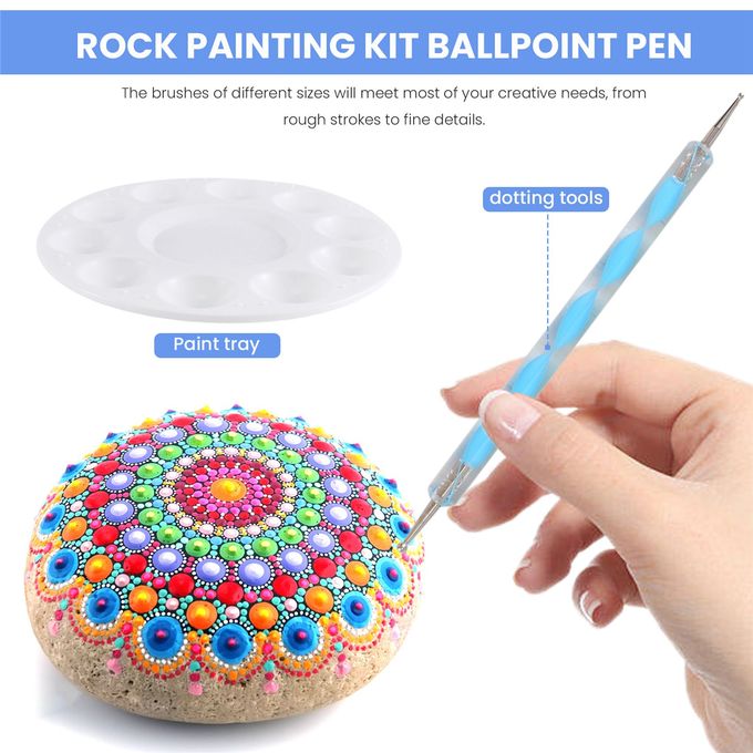 Mandala Dotting Stencil Tools Rock Painting Kit Ball Stylus Dotting Tools  Include Stencil, Paint Tray (17