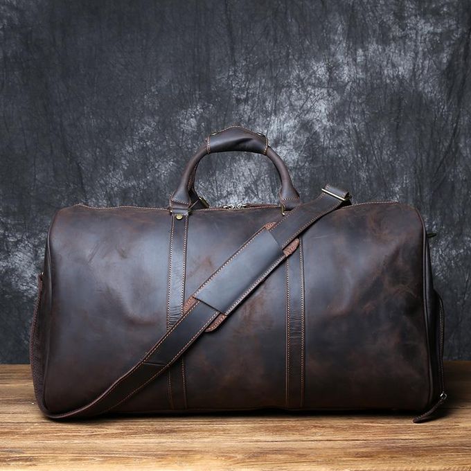 ZRCX Vintage Men's Hand Luggage Bag Travel Bag Geunine Leather