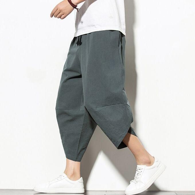 2021 Man cotton linen wild leg pants casual loose calflength pants man  bloomers summer baggy male traditional pants trousers  Fruugo IN