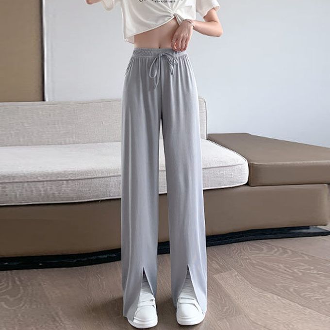 Qoo10 - Summer casual pants womens ice silk drape wide-leg pants