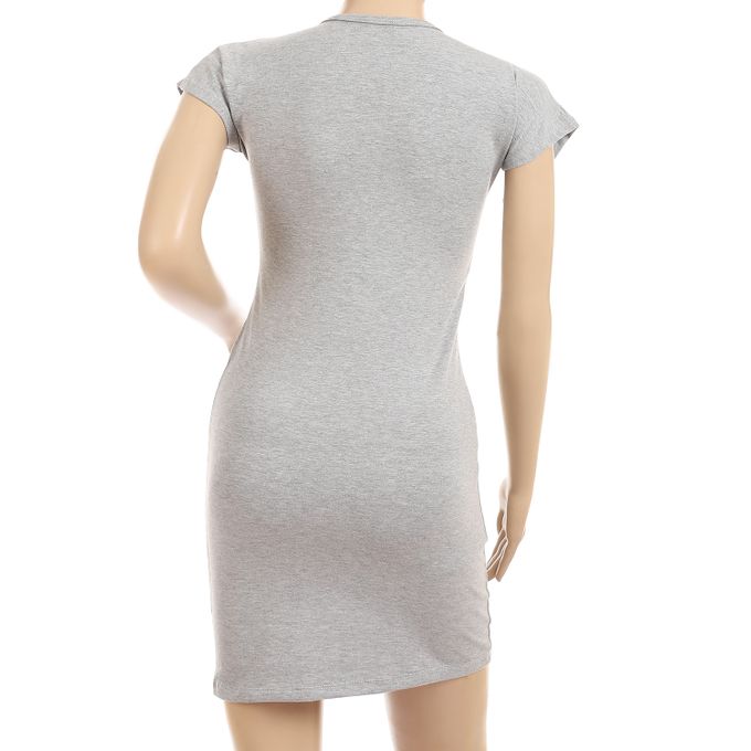 Cotton Short Sleeves Dress - Grey - Mesery - Jumia Egypt