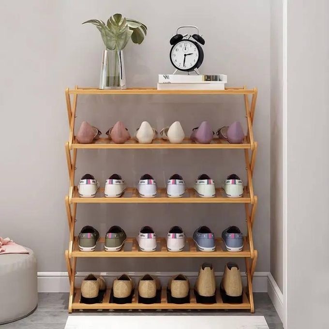 4-Tier Foldable Wooden Shoe Rack - Generic - Jumia Egypt
