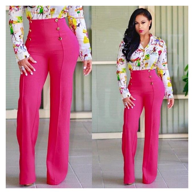 16 Jeans Solid Color Women High Waist Wide Leg Pants Slim Office