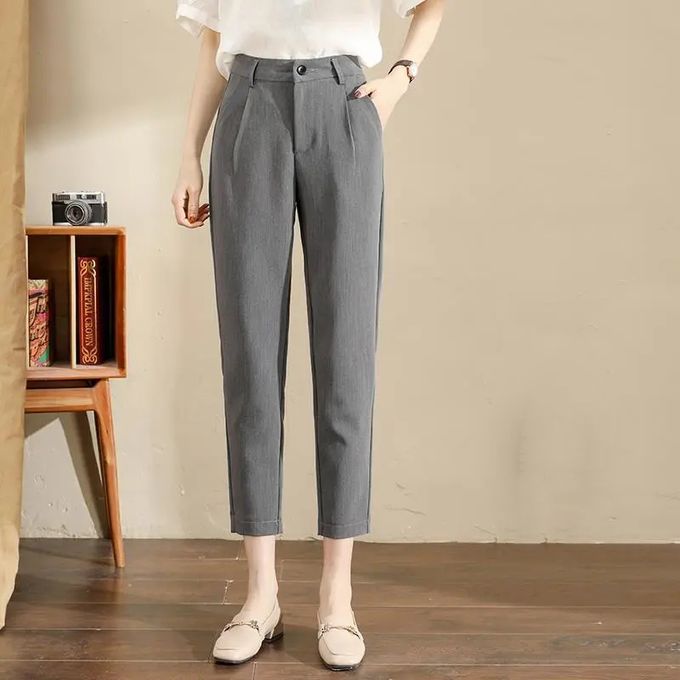 Women Ankle-length Tailored Pants Korean Style All-match High