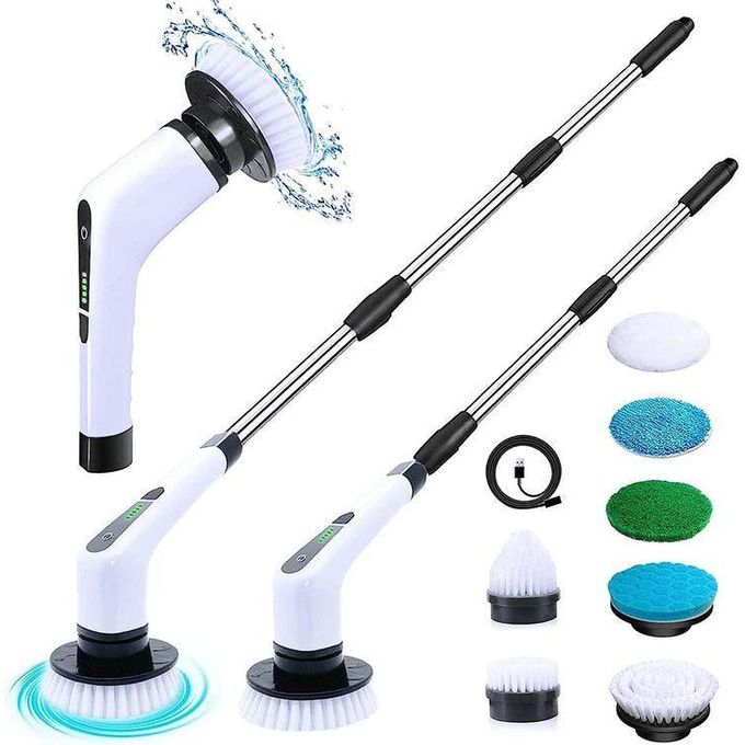 Rechargeable electric cleaning brush, with an extendable