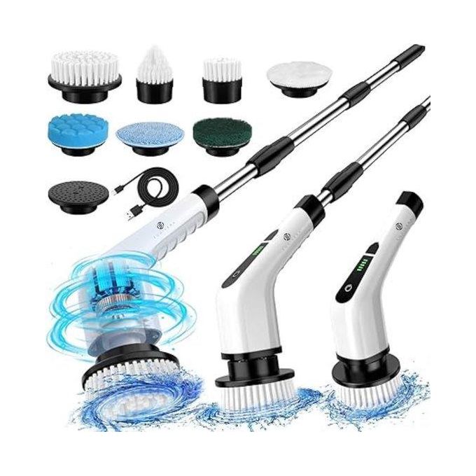 Rechargeable electric cleaning brush, with an extendable