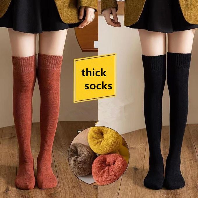 Fashion Winter Warm Women Knit Crochet Cotton Solid color Soft Thick Long  Socks Thigh-High Leggings