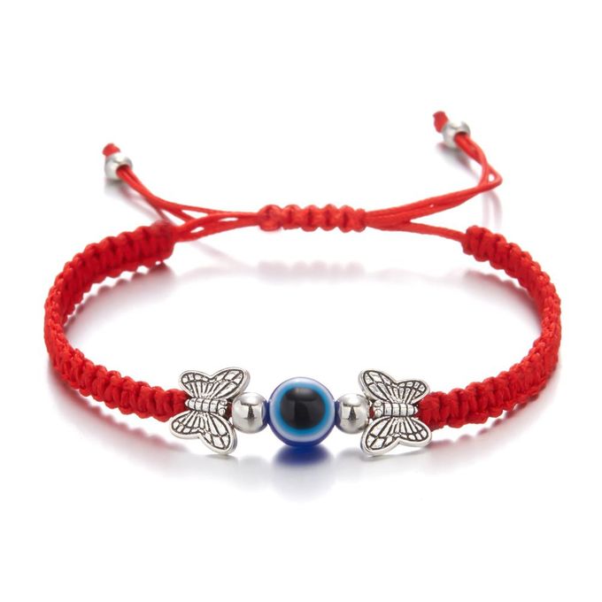 New Handmade Braided String Butterfly Bracelet For Women Red Rope