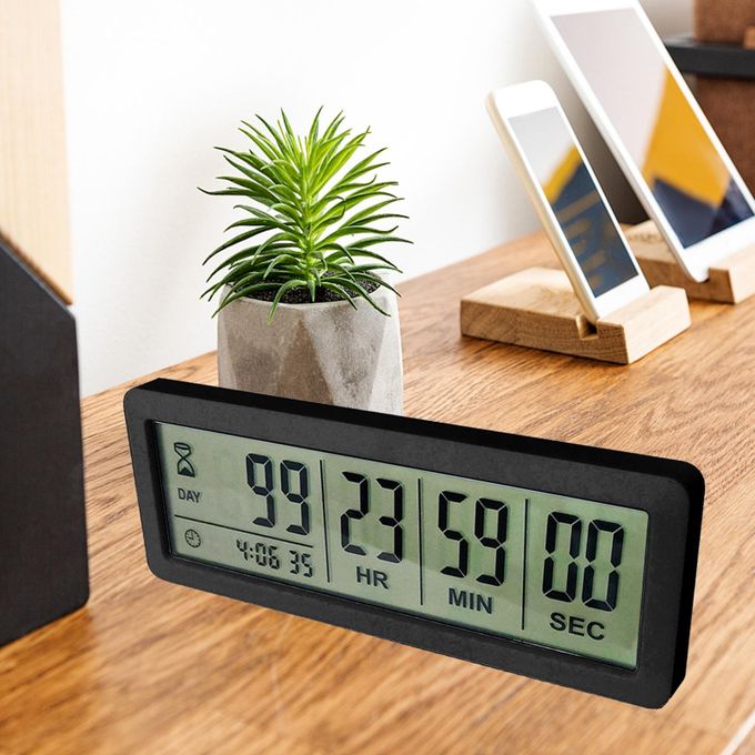 Big Digital Countdown Days Timer Clock - 999 Days Count Down Clock Timer  for Graduation Lab Kitchen (Black)