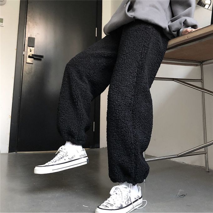 Fashion (Black)Faux Fur Pants Winter Warm Thick Sweatpants Joggers For  Women High Waist Harem Pants Baggy Casual Straight Trousers Loose DOU @  Best Price Online