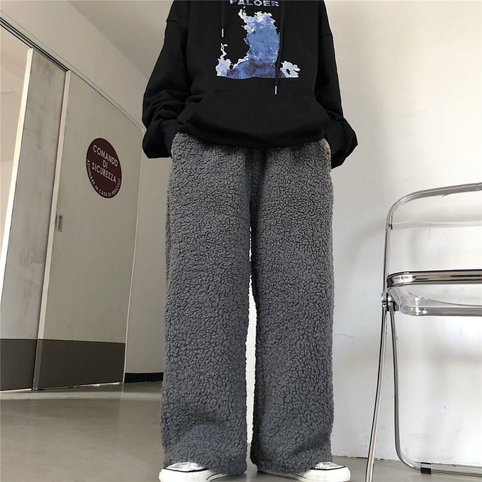 Fashion (Black)Faux Fur Pants Winter Warm Thick Sweatpants Joggers For  Women High Waist Harem Pants Baggy Casual Straight Trousers Loose DOU @  Best Price Online