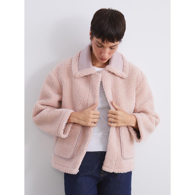 Jacket Neckplain Long-Sleeve Women's Teddy Coat - LC