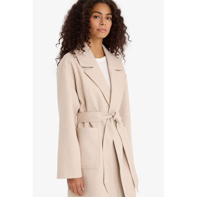 Regular Fit Belted Cashmere Coat - Defacto - Jumia Egypt