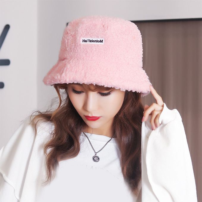 Fashion (Pink)Autumn Winter Lambswool Fisherman Hat Faux Fur