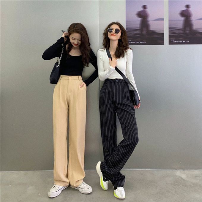 Side Striped Panelled Pants Women Casual Wide Leg Baggy Harajuku Streetwear  Hipster Fashion Korean Style Pantalones De Mujer 4XL,black,XXXL :  : Fashion