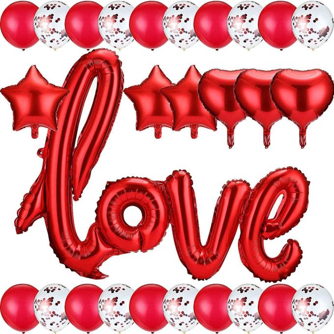 Valentines Day Decorations, 40 Inch Red Love Balloons Kit Pack of 37 ...