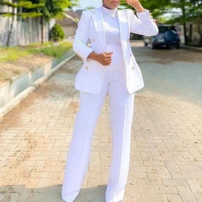 wide leg pant suit