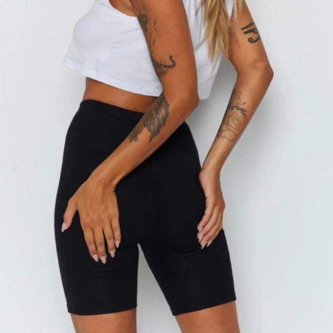 Fashion (Black)Shorts Women Thin Fitness High Waist Biker Shorts