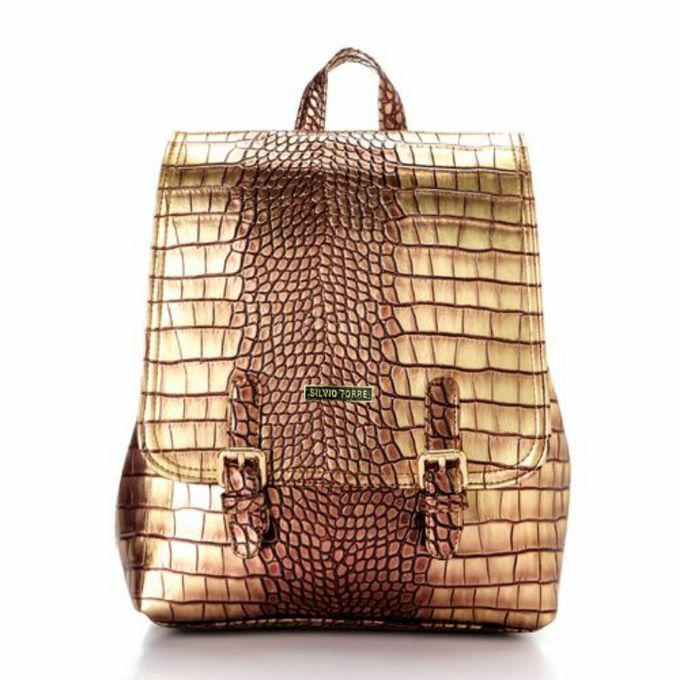 Croc leather backpack top