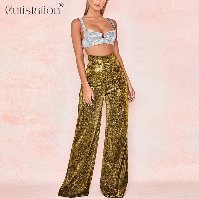 JEANNE SUPER HIGH RISE CROPPED FLARE CORDUROY PANTS SUNSET GOLD