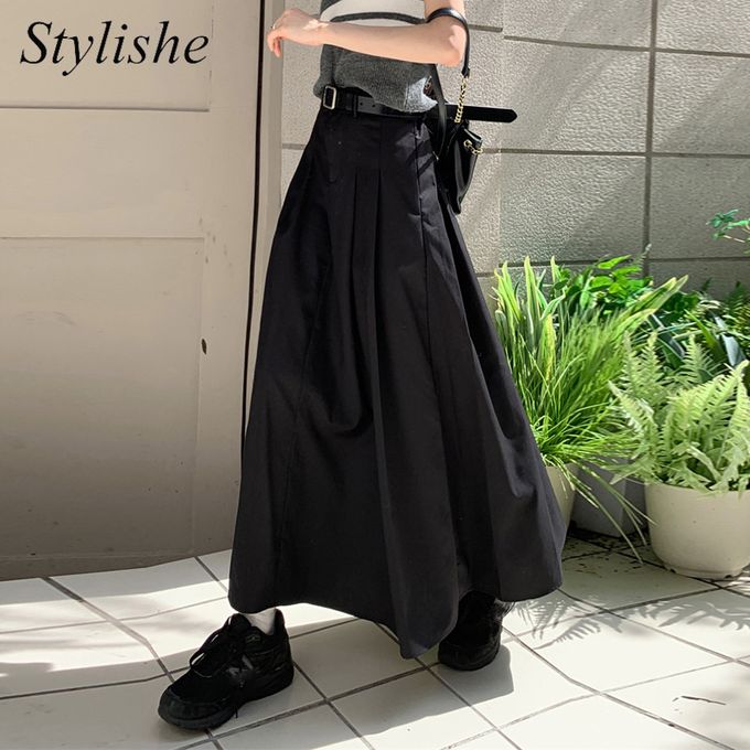 Japanese pleated shop maxi skirt
