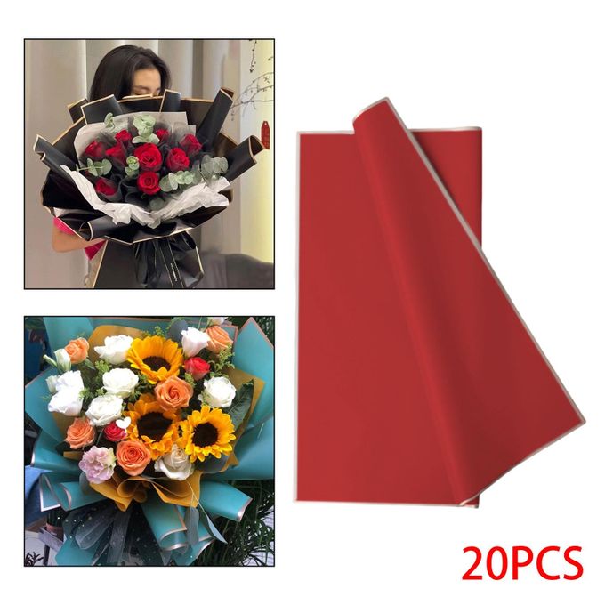 Generic 20 Pieces Flower Wrapping Paper Waterproof Translucent Gift For Red  @ Best Price Online