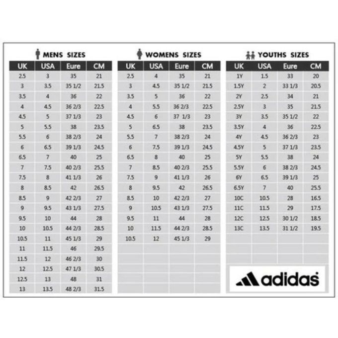 Adidas duramo sales size chart