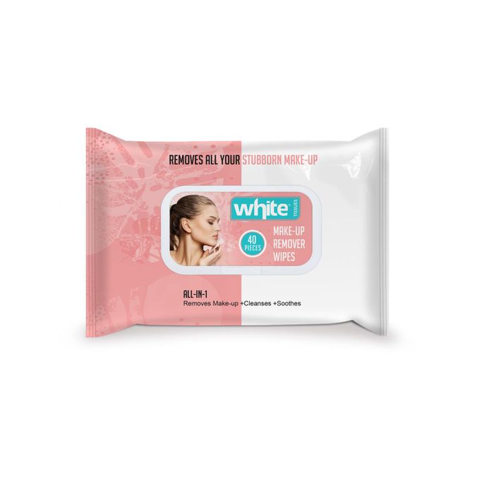 White Makeup Remover Wet Wipes - 40 Wipes